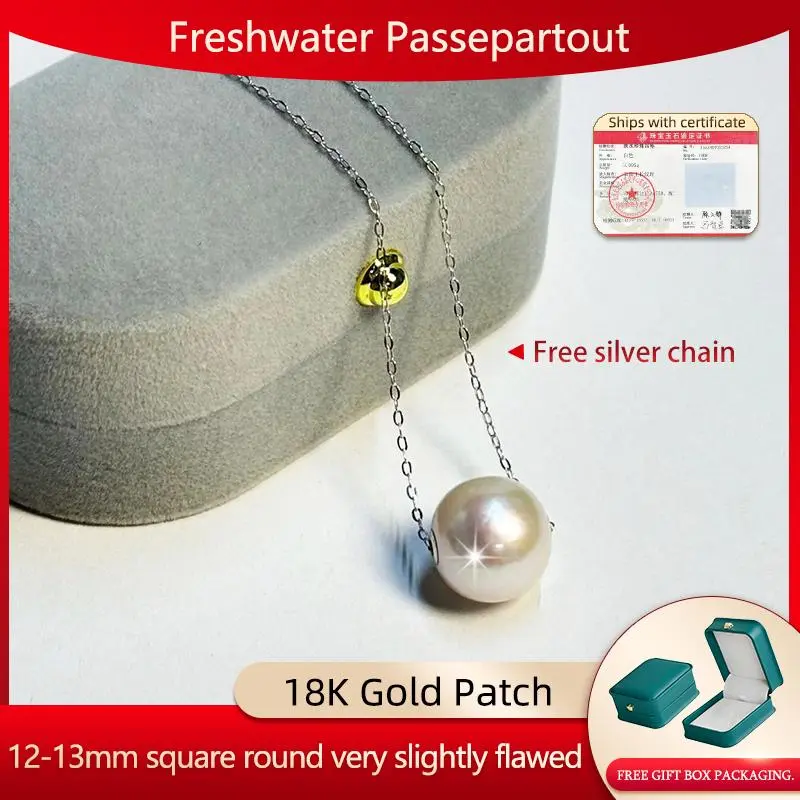 12-13mm perfect round very slight concealer almost flawless Fresh Water Lu Lu Tong Pearl  gift silver chain gift for girlfriend to mother