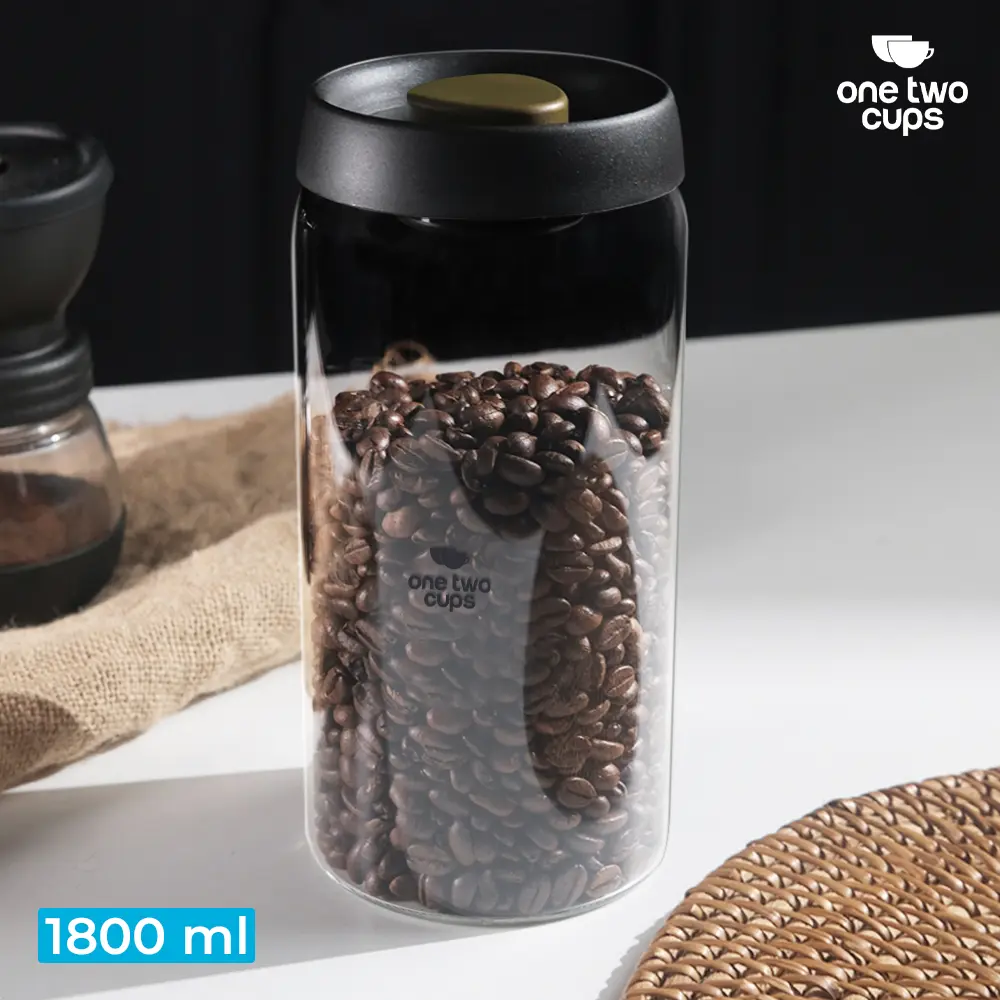One Two Cups Toples Kaca Biji Kopi Coffee Beans Vacuum Sealed Lid - SE41