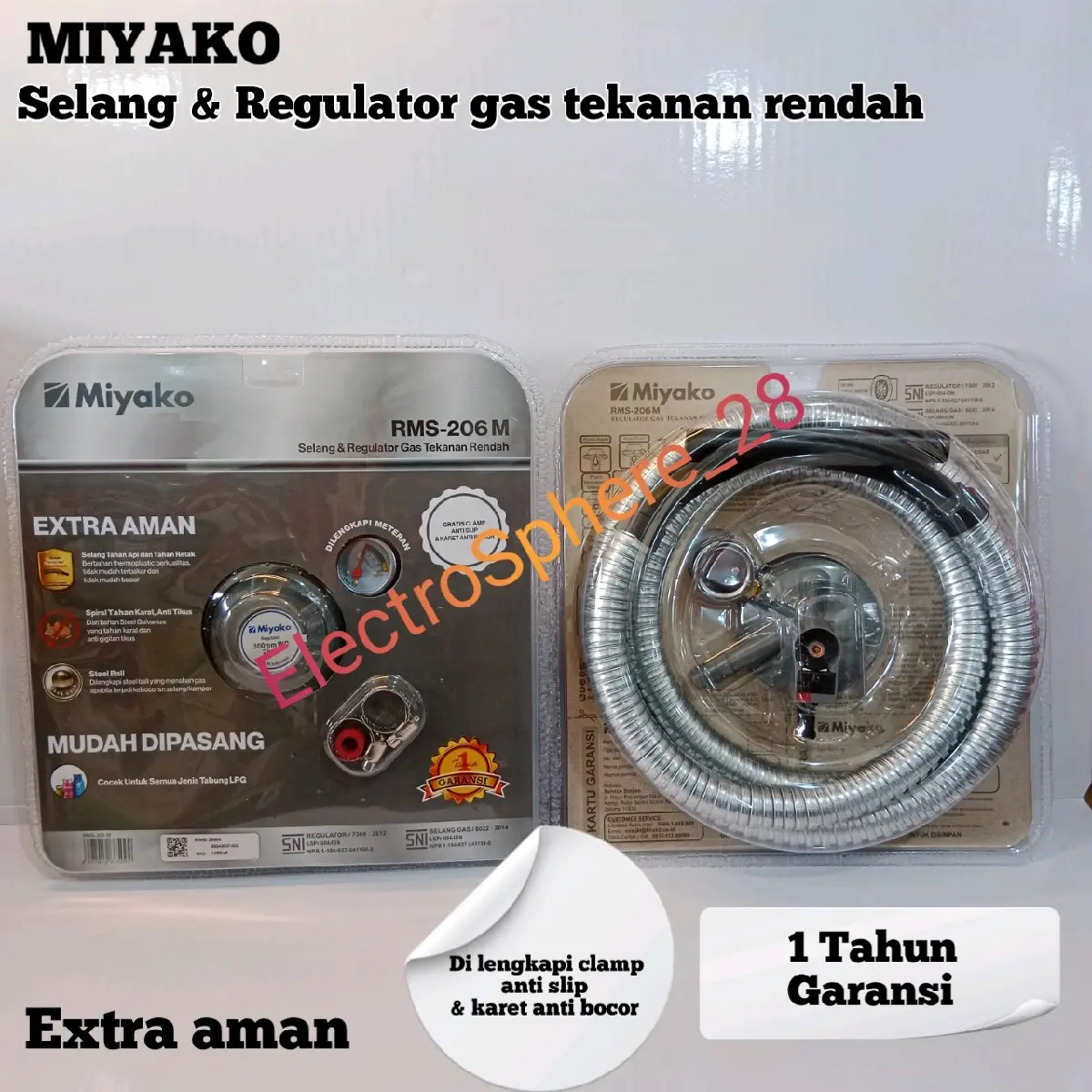 Miyako RMS206M – Selang Paket Regulator Gas RMS 206 M- Stainless
