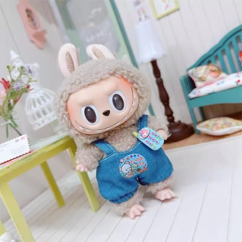 17CM POP - MART LABUBU MACARON Labubu BONEKA BAJUNYA pakaian boneka Gaun Kotak-kotak labubu Muda baju boneka khusus boneka seragam tk kostum rajut tweed pakaian boneka 5