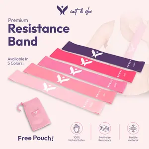 Cait & Clei Premium Resistance Band Tali Yoga Karet Elastis Olahraga Fitness Outdoor 5 Level Resistansi Free Pouch 100% Natural Latex