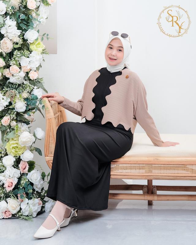 Soraya Moeslim Cardi Azura Mix Inner Premium Dress mewah Wanita Dewasa Remaja Pesta Lebaran Cardigan Muslim waffle Santai Kardigan Outer Panjang Casual Kondangan Baju 3