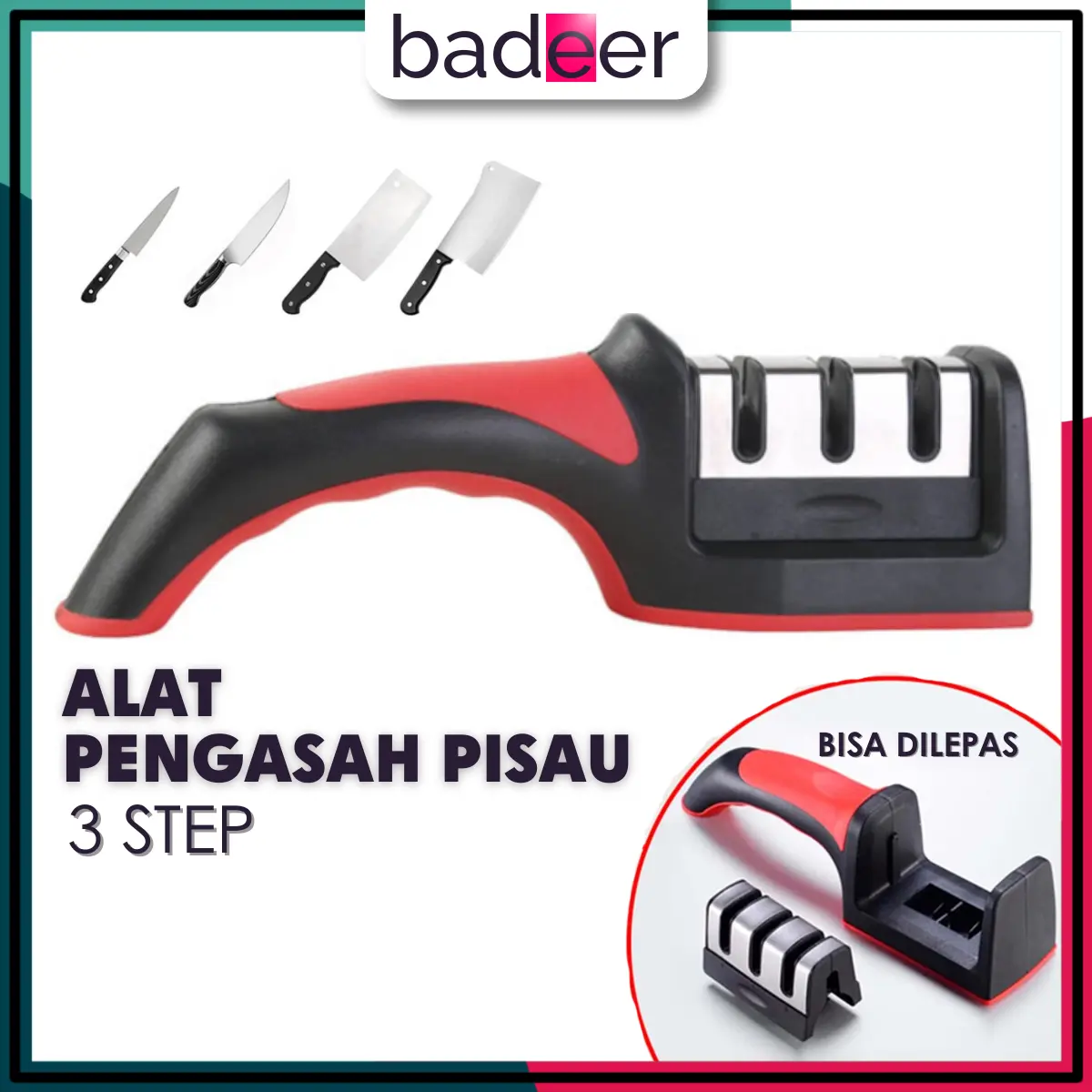 Alat Pengasah Pisau Gunting 3 Step Knife Sharpener Asahan Pisou Penajam Piso Stainless 3in1