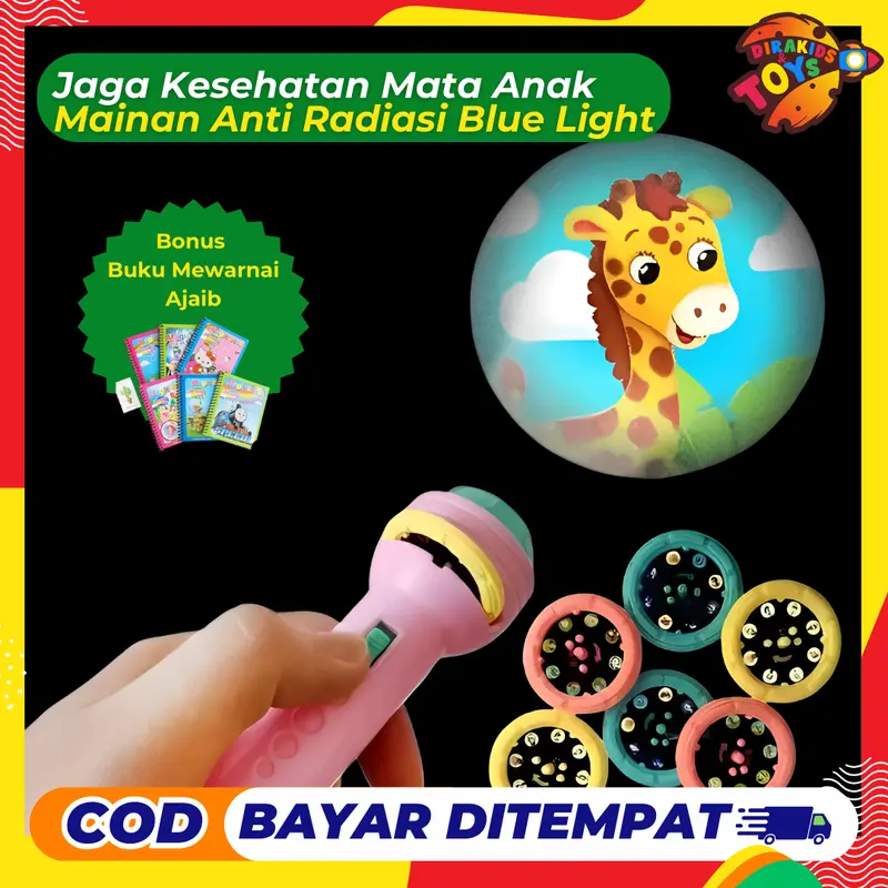 Mainan Senter Proyektor Bonus Magic Book Anak Lampu 3