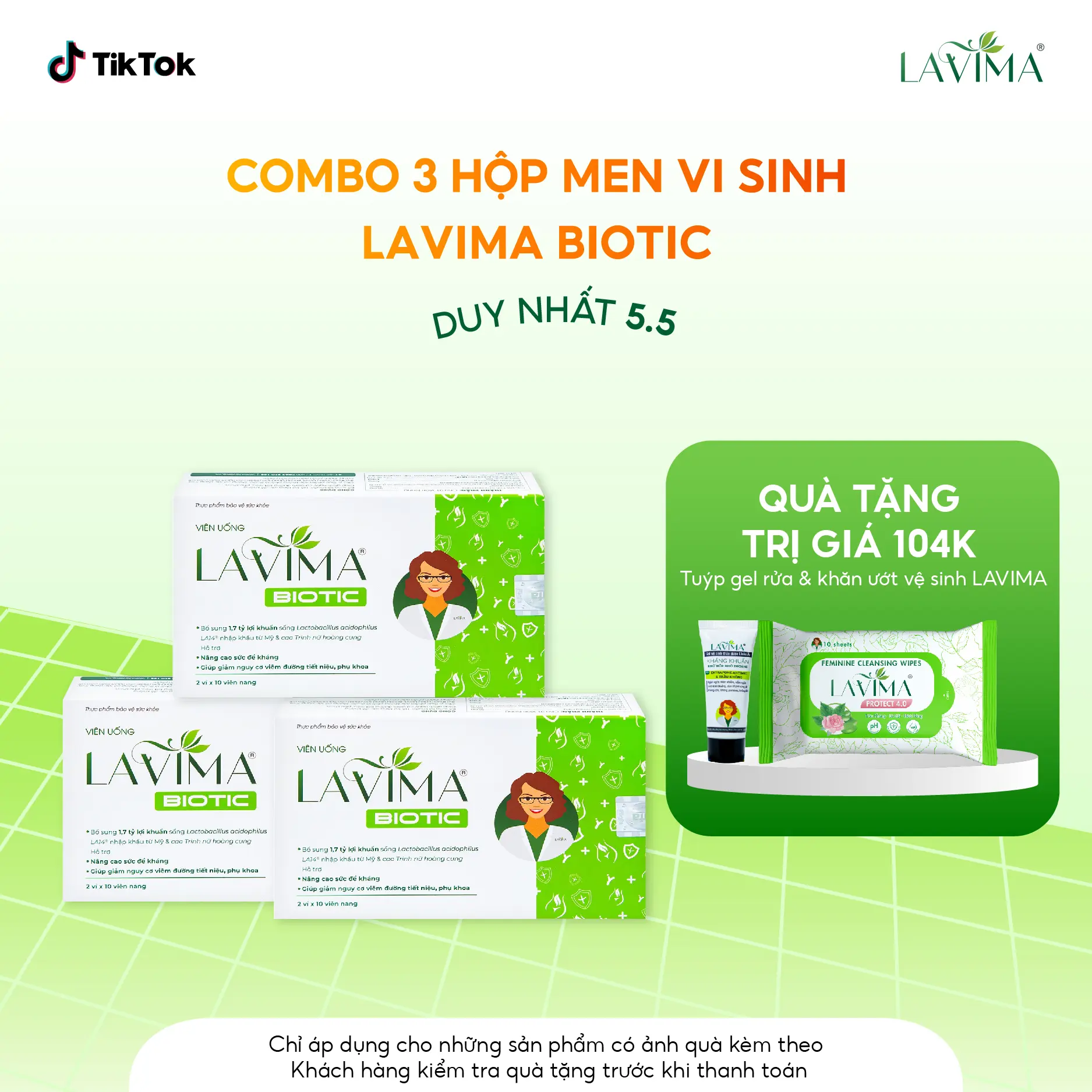 [TẶNG TUÝP GEL RỬA+KHĂN ƯỚT LAVIMA] Combo 3 Men Vi Sinh Thực Phẩm Bảo Vệ Sức Khỏe Lavima Biotic Hộp 20 Viên