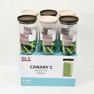 Toples Kaca Bulat Canary C Kedap Udara 1050Ml ( 6Pcs)