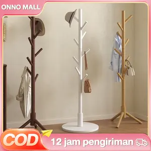 ONNO MALL-Stand Hanger Kayu Stand Hanger Gantungan Baju Topi Multifungsi Rak Mantel Silinder 3 Kaki 42x42x175CM Hemat Ruang & Mudah Dibersihkan Gantungan kayu dari kayu jatuh ke lantai kamar tidur gantung gantung pakaian dalam ruang
