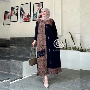 Sonata Dress Rayon Rempel Busui Lengan Panjang Homedress Batik Adem Tebal Nyaman