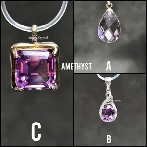 LIONTIN Crystal Pendant Necklace Batu Alam Natural Kalung Aksesoris Kristal Ukir Cutting Raw