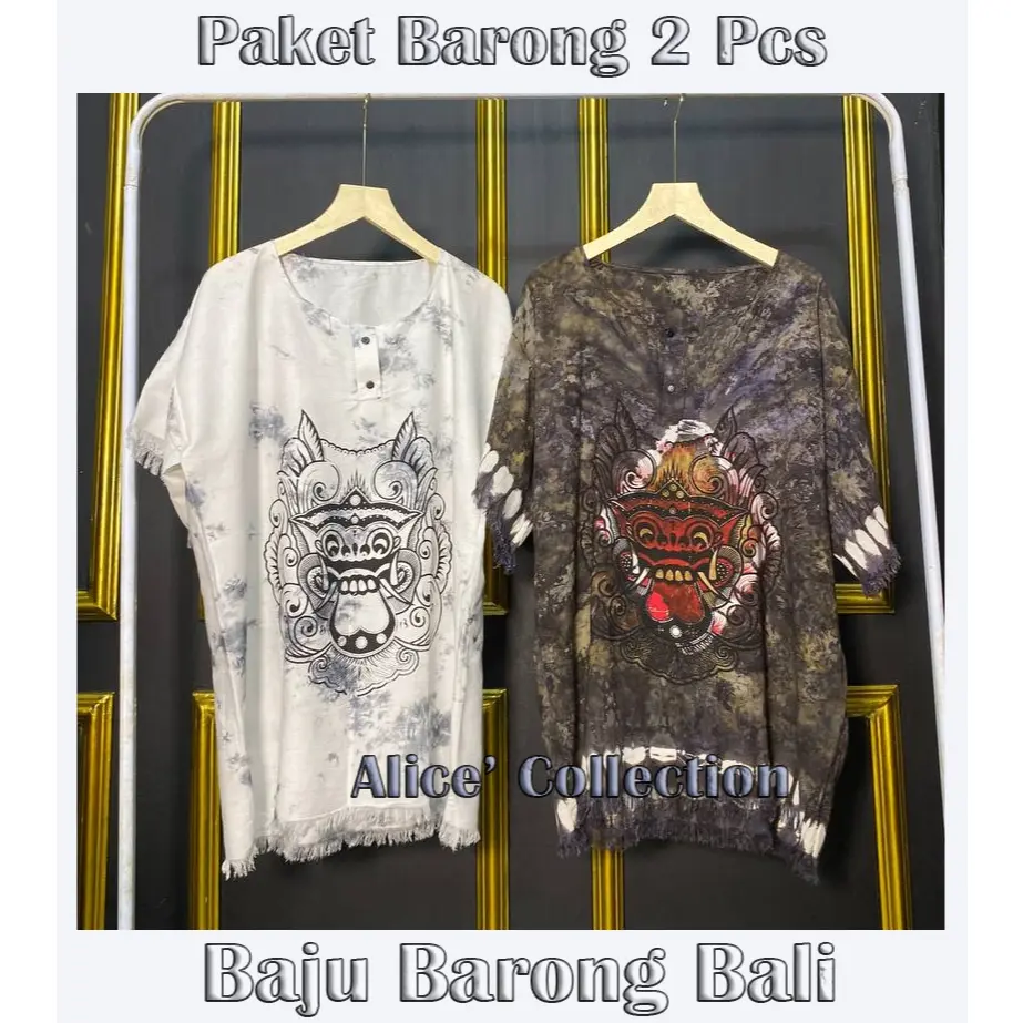 Paket 2 Pcs, Baju Barong Bali Pria Dan Wanita Santai Katun Rayon
