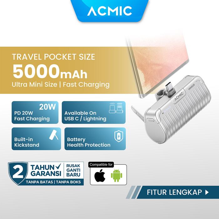Acmic Promo ACMIC MINIGO Mini PowerBank + Phone Holder USB Type C or ...
