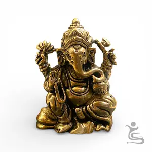 Patung Dewa Ganesha Duduk – Miniatur Kuningan Antik 41 Gram