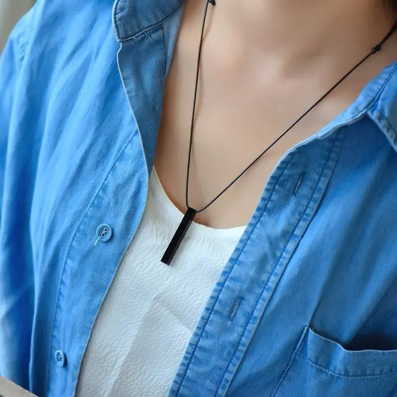 [Bayar di Tempat] Kalung Titanium Pria Model Balok Anti Karat Asli Gratis Ukir Nama 6