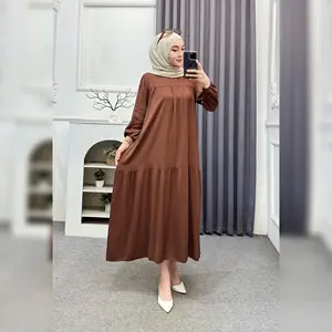 NATHA GAMIS DRESS WANITA SIMPLE ELEGANT MEWAH REMAJA DEWASA REMPLE BUSUI RAYON PREMIUM LD120 LENGAN PANJANG