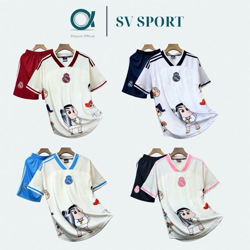 Bộ quần áo bóng đá, đồ đá banh REAL SHIN  Logo thêu - Vải thun lạnh cao cấp Top Sport