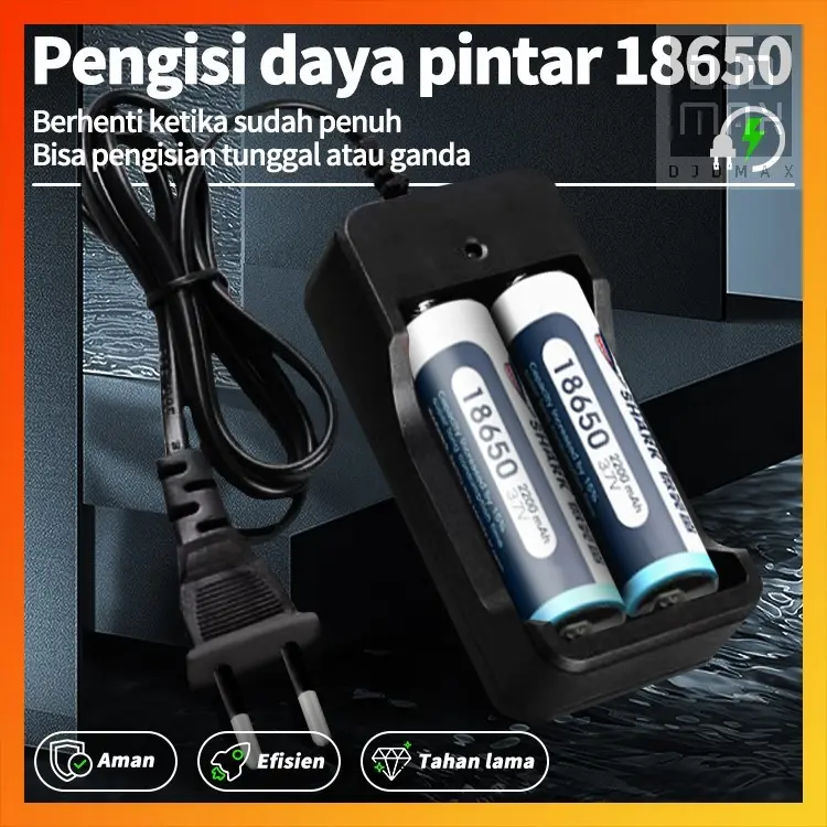 DJDMax Pengisi Daya Baterai 18650 Litium Aman Dan Efisien, Pengisi Daya Otomatis Berhenti Saat Penuh Dilengkapi Dengan Colokan, Pengisi Daya Pengisian Cepat Baterai 18650