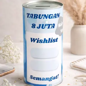celengan target 8juta wishlist get 10k buka tutup ukuran L