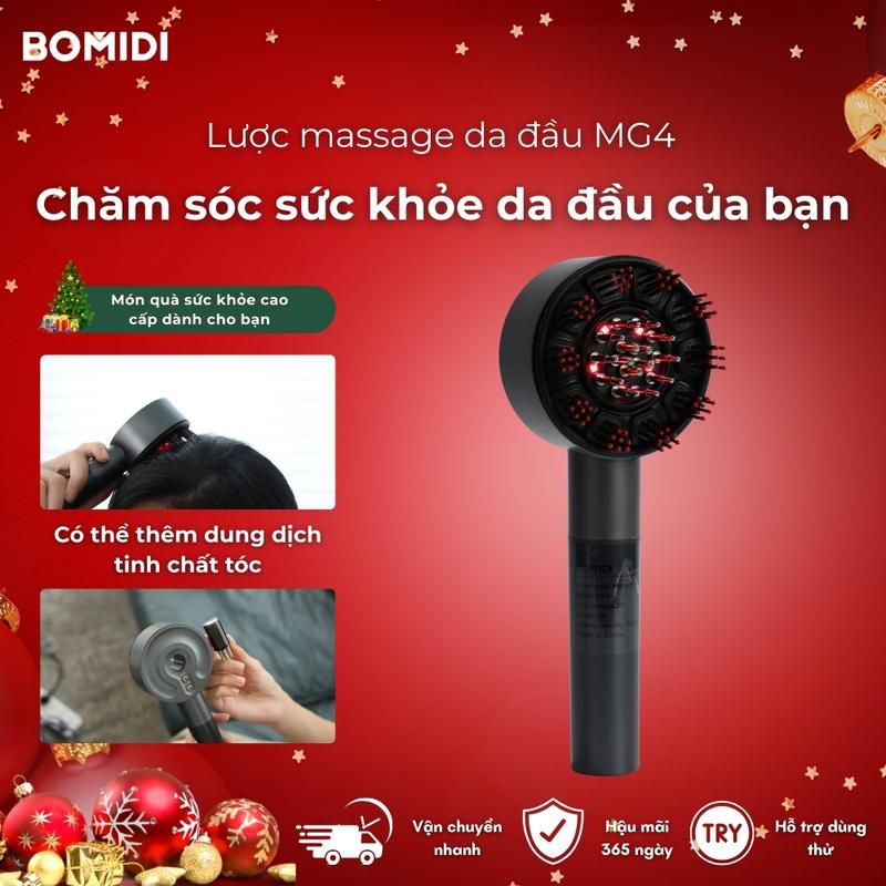 Máy Massage Da Đầu Cao Cấp BOMIDI MG4 Kích Thích Mọc Tóc Với Serum Và Ánh Sáng Đỏ IPX6 Chống Nước Bạn Gái Ánh Sáng Đỏ 660nm 2 Cấp Độ EMS 3 Chế Độ Massage