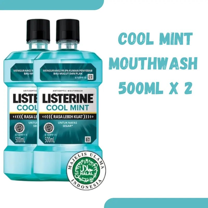 Listerine Cool Mint Mouthwash/Obat Kumur 500 ml - Isi 2 0