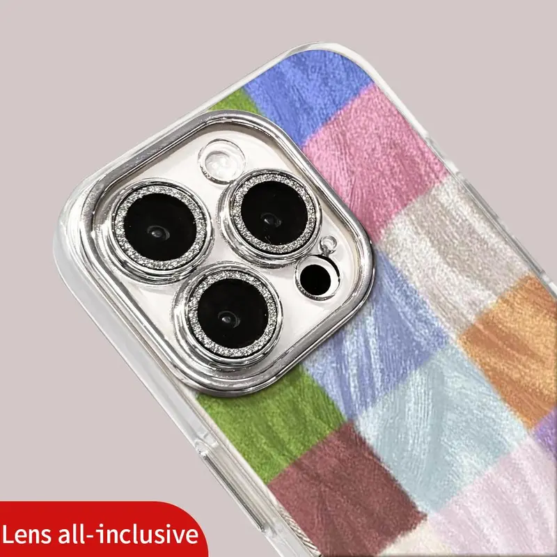 Casing Silkon TPU busur pelangi untuk iPhone 13/15 pro max 14/Xsmax/R dengan 12/11 Film Lensa Bawaan - seni rupa - Ponsel B F Cover Silikon 1