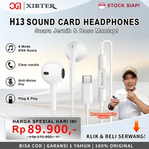 XIBTER H13 Wired Sound	 Card Headset 2in1 Bluetooth Live dengan Mikrofon In-Ear & Rekaman HD untuk HP PC Soundcard Karaoke Live Stream Ponsel