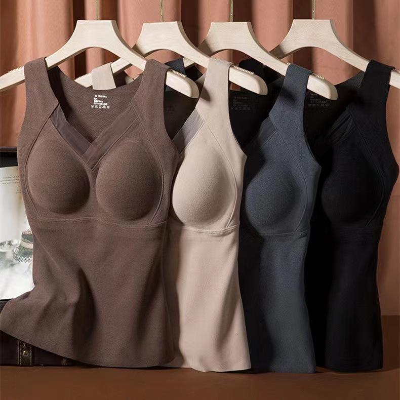 Product Introduction of German fleece thermal underwear for women, bra-free, fixed cup bottoming, double-sided brushed thermal vest Womenswear Lady Comfort Basic Minimalist 8