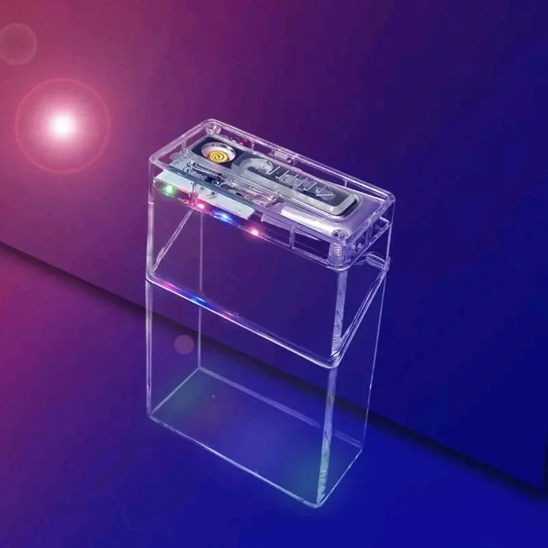 KOTAK PENYIMPANAN TRANSPARAN PLUS PEMANTIK ELEKTRIK USB CHARGER 8,8CM 4
