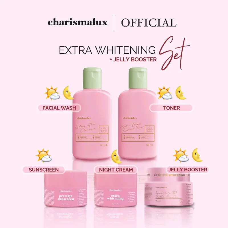 CHARISMALUX PAKET WHITENING (JELLY BOOSTER)- Paket Pencerah Penghilang Flek Bekas Jerawat 0