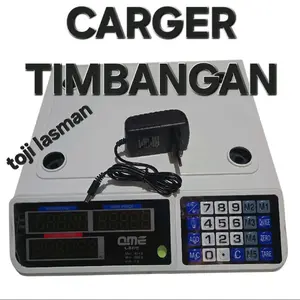 ( ADAPTOR TIMBANGAN ) CHARGER CASAN CARGE CHARGE COLOKAN  Timbangan Digital QME CME GME PME  Skala Komputasi Digital 40kg Tampilan Ganda/Pengukuran 40kg Buah Alat Baja Kitc...