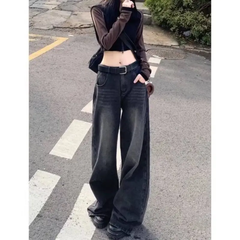 Celana Whisker Jeans Baggy Loose Skena Super Premium Highwaist Kulot Jeans Wanita Loose Korean Style kekinian Panjang Nyaman Boyfriend Khaki Melar Tebal 5