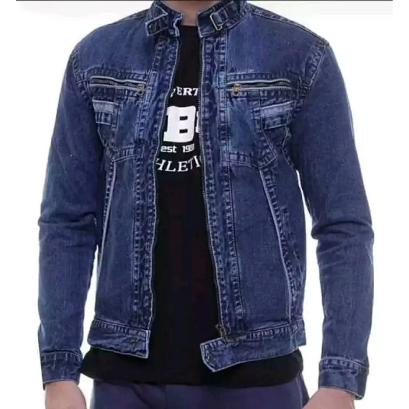 Bandung Projeck ID Jaket Jeans Sleting Zipper Pria Ready Ukuran M-XXXL