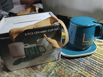Product Review of VISHAL Mug Cangkir Elektrik Set  55 Derajat Penghangat Kopi Gelas Mewah Keramik Listrik dan Sendok VS-1847 from M**y A**a 2