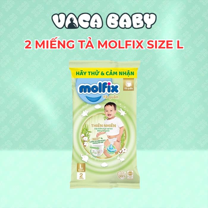 10 Miếng Tã Quần Molfix size M - L bông organic thiên nhiên Dùng Thử