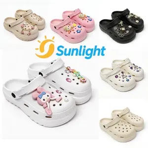 [Sunlight] Sepatu Sandal Wanita JellyBaim Hiasan Rantai Lucu Wedges Tinggi 5.5cm Terbaru Sandal 513M