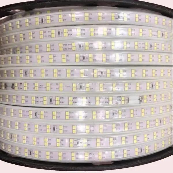 Cuộn Led 2 Hàng 2835 Màu Nắng Vàng 100m - 3 Nguồn Đèn Led Cao Cấp Chất Liệu Ruột Đồng Vỏ Nhựa Dẻo Công Suất 6W/Mét IP65 Dùng Cho Trang Trí Quán Bar Nhà Hàng Showroom Ngoài Trời