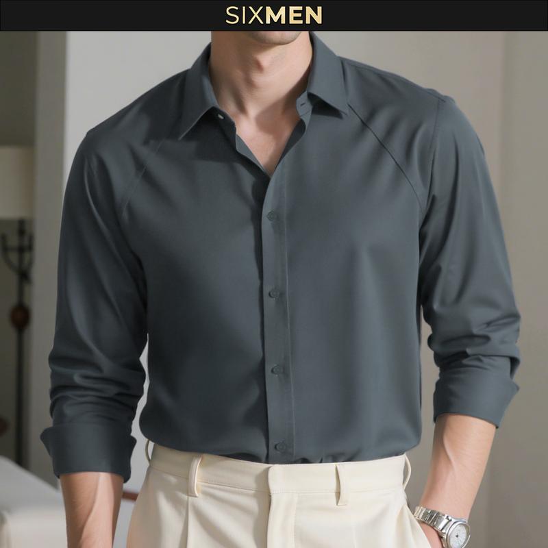 Áo sơ mi nam tay dài SYLEN, form regular tôn dáng, cotton cao cấp co giãn, không nhăn, thấm hút tốt - SIXMEN