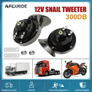 2 PCS 115 DB Klakson Keong Waterproof Horn Snail Horn  12V Klakson Keong Suara Mobil Waterproof Kuat High Power Doble Suara Untuk Mobil Sepeda Motor Kendaraan Listrik Mereparasi Anti Air Hitam Original