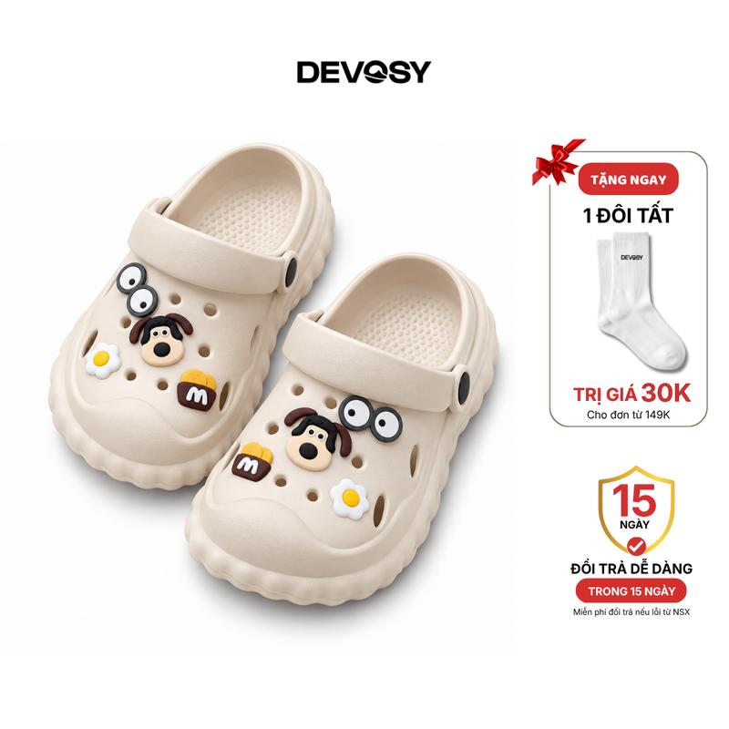 LA009- Dép Sục Nữ Mũi Tròn Viền Mây Gắn Sticker Chó Kính Trứng Đáng Yêu Sục Nữ Chất Liệu Cao Su Êm Chân Chống Trơn Trượt