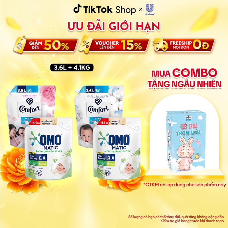 Combo Nước Giặt Omo Cho Bé Và Nước Xả Comfort Dịu Nhẹ Cho Bé Yêu  [1]