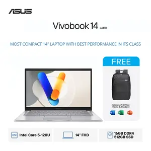 ASUS Vivobook 14 | A1404VAP-VIPS5151M - A1404VAP-VIPS5152M - A1404VAP-VIPS5153M | Intel Core 5-120U | RAM 16GB | SSD 512GB | Layar 14"Inch FHD IPS | Windows 11 Home + Microsoft Office Home 2024