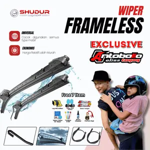 Wiper Frameless Soft Kaca Mobil SPECIAL ANTOBOLLO 1 Set Kiri dan Kanan Tanpa Rangka Besi Windshield Blade Karet untuk Semua Jenis Kendaraan Mobil Bonus 6 Item Free Sticker Decal Hologram Antobollo