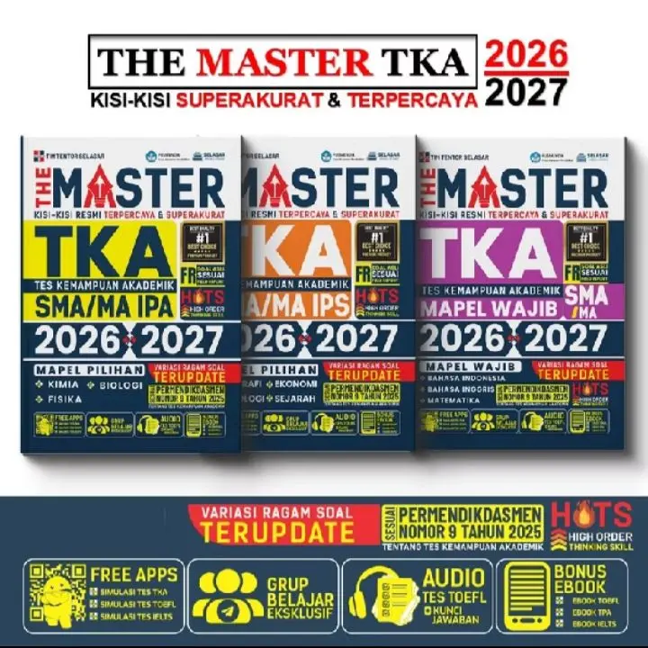 Buku The Master TKA 2026-2027 Kisi-Kisi Superakurat & Terpercaya untuk SMA/MA IPA & IPS & Wajib dengan Variasi Soal Terupdate