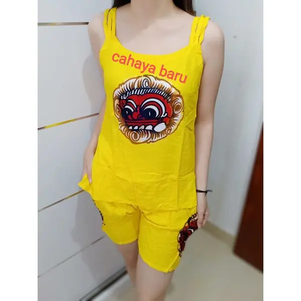 setelan baju bali tali3 ori barong lukis size M.L.XL.XXL celana pendek 6