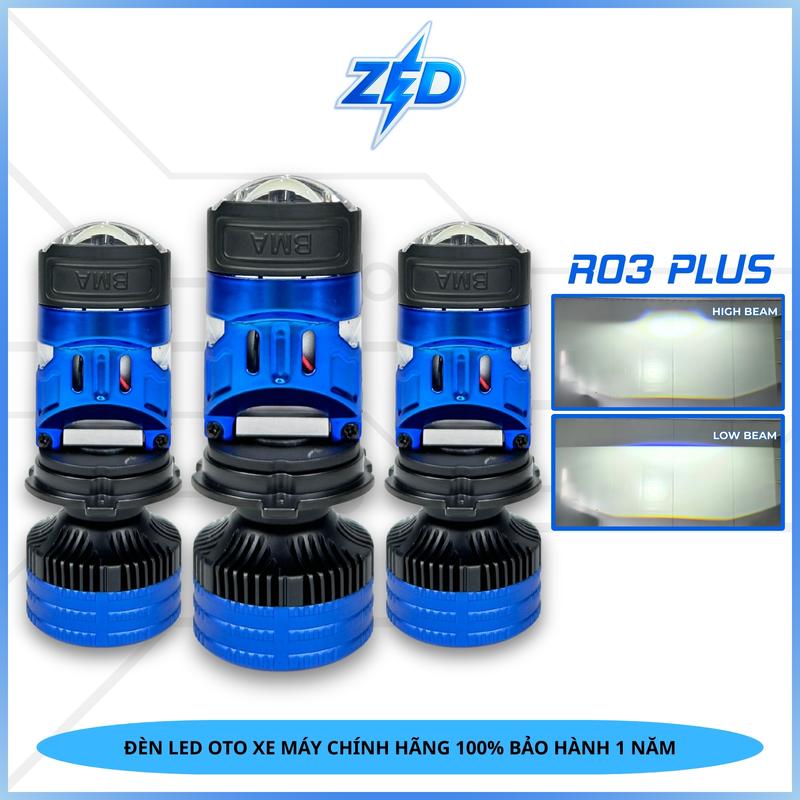  Đèn Pha Bi Cầu Siêu Sáng R03 Plus BMA  New 2026  - 70W Có Pha Màn Chập Kèm Pha Laser Chiếu Xa Trên 200m Lắp Xe Máy Oto 12V 