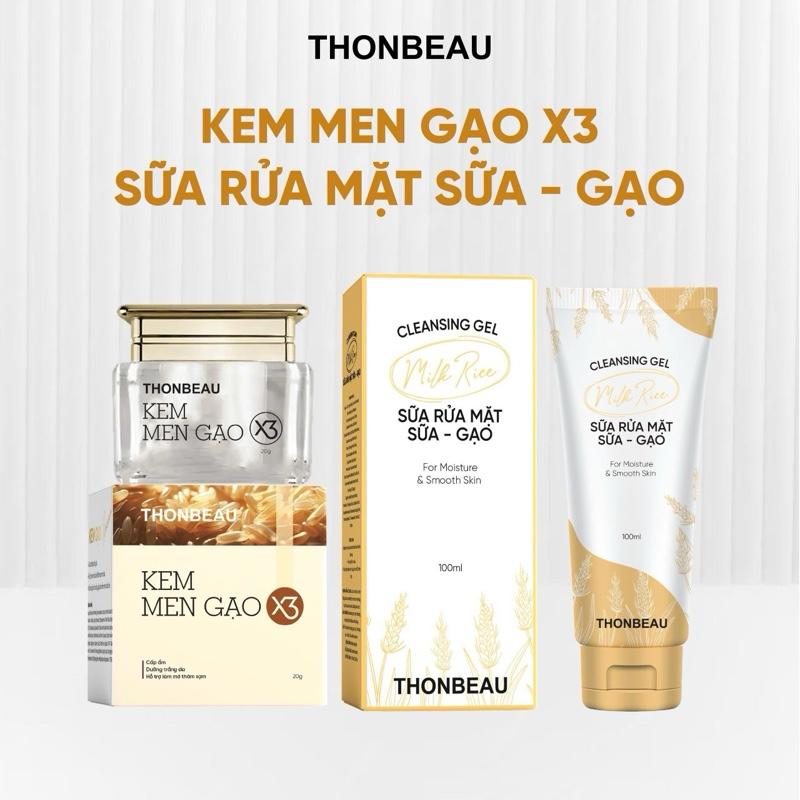 Kem Men Gạo X3 + Sữa Rửa Mặt Gạo Sữa Chai Lớn
