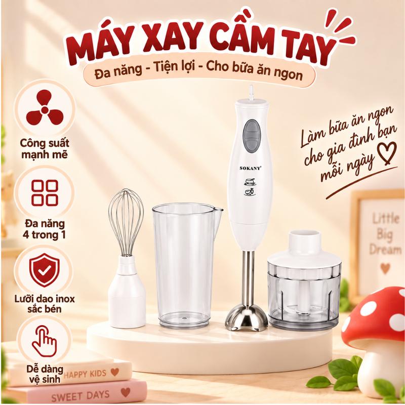 Máy Xay 4in1 Đa Năng Cầm Tay Cao Cấp Công Suất 1000W Tiện Lợi, Sử Dụng Đa Năng, Xay Sinh Tố, Xay Ngũ Cốc, Thịt Cá ,Tiện Dễ Sử Dụng ,Dễ Vệ Sinh