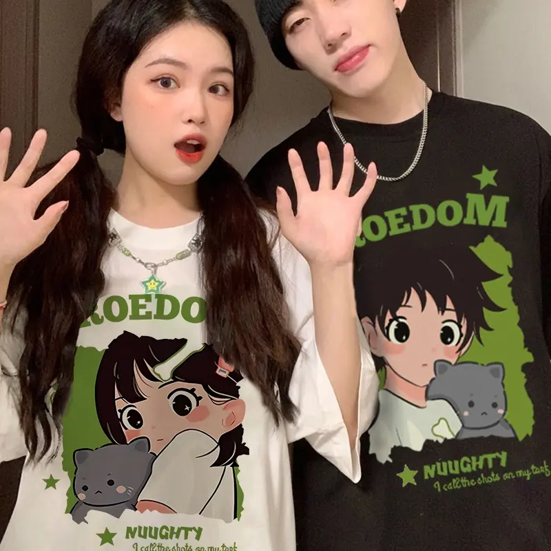 Áo Thun Unisex Tay Ngắn Ngoại Cỡ, 100% Cotton, Áo Thun Nữ Ngoại Cỡ, Áo Thun Rộng Thùng Thình, Hoạt Hình, Baju Perempuan LIVE Murah 1