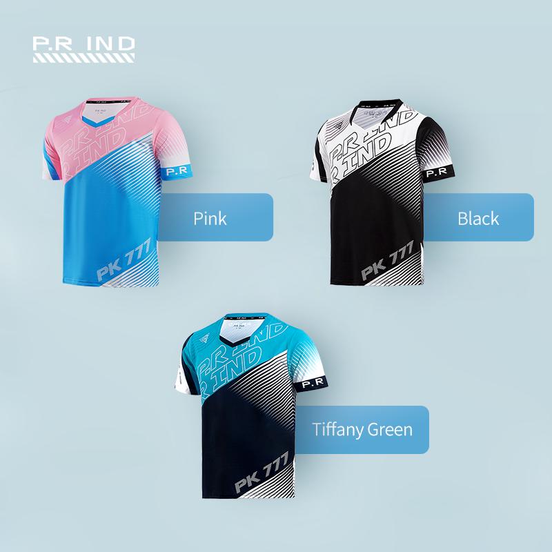 【DRY-FIT STYLE】Kaos Olahraga Badminton Gym Breathable Original PK777 - P.R IND Sports Jersey Training Shirt (Purui/PR) - Tiffany Green Black/Pink/Black White - S-3XL 5