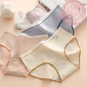 WOORI Celana Dalam Katun Murni Premium Wanita Nude Colour Color CD Remaja Dewasa M L XL Pure Cotton Mid Midi Waist Wanita