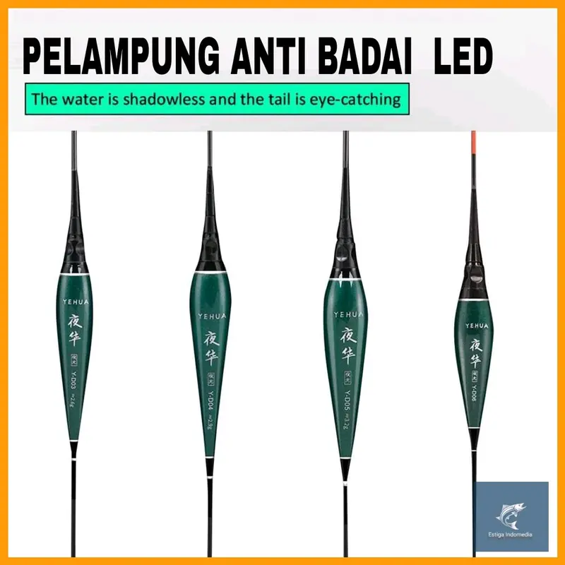Pelampung Pancing Anti Badai Elektrik Kayu dengan Lampu LED, Panjang 35 cm 2